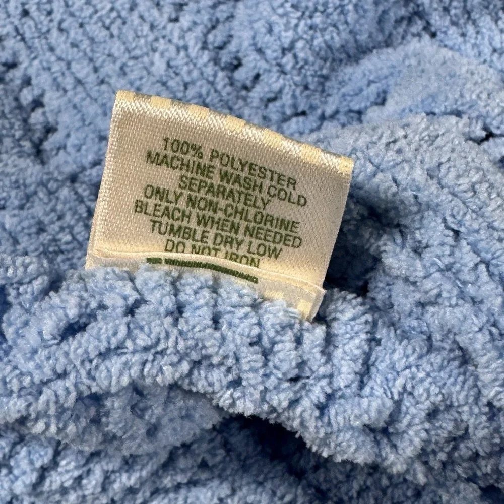 Nordstrom Baby Blue Soft Chenille Cable Knit Crib Security Lovey Blanket 30x40